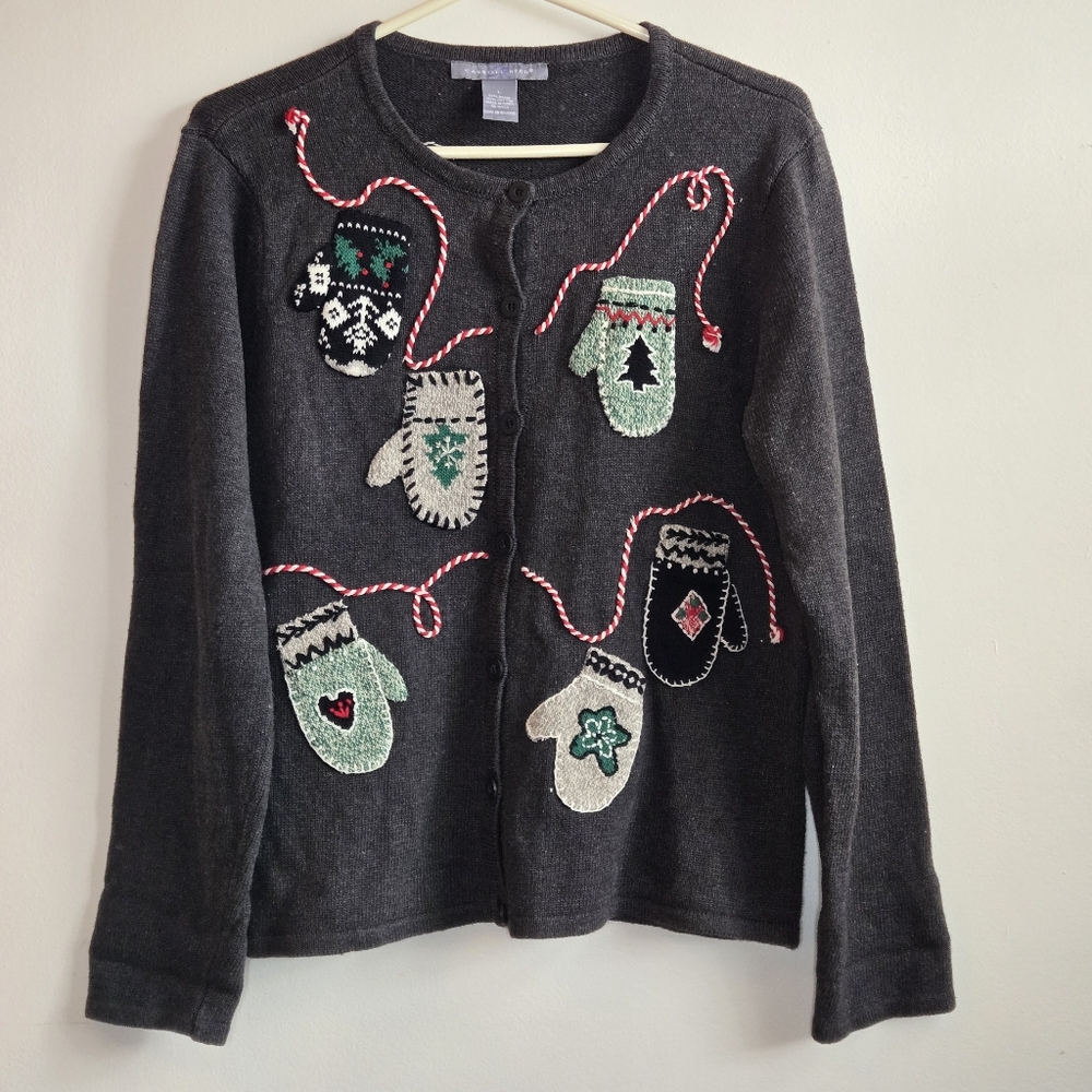 Carroll Reed Cute Ugly Christmas Sweater Mittens Size Large